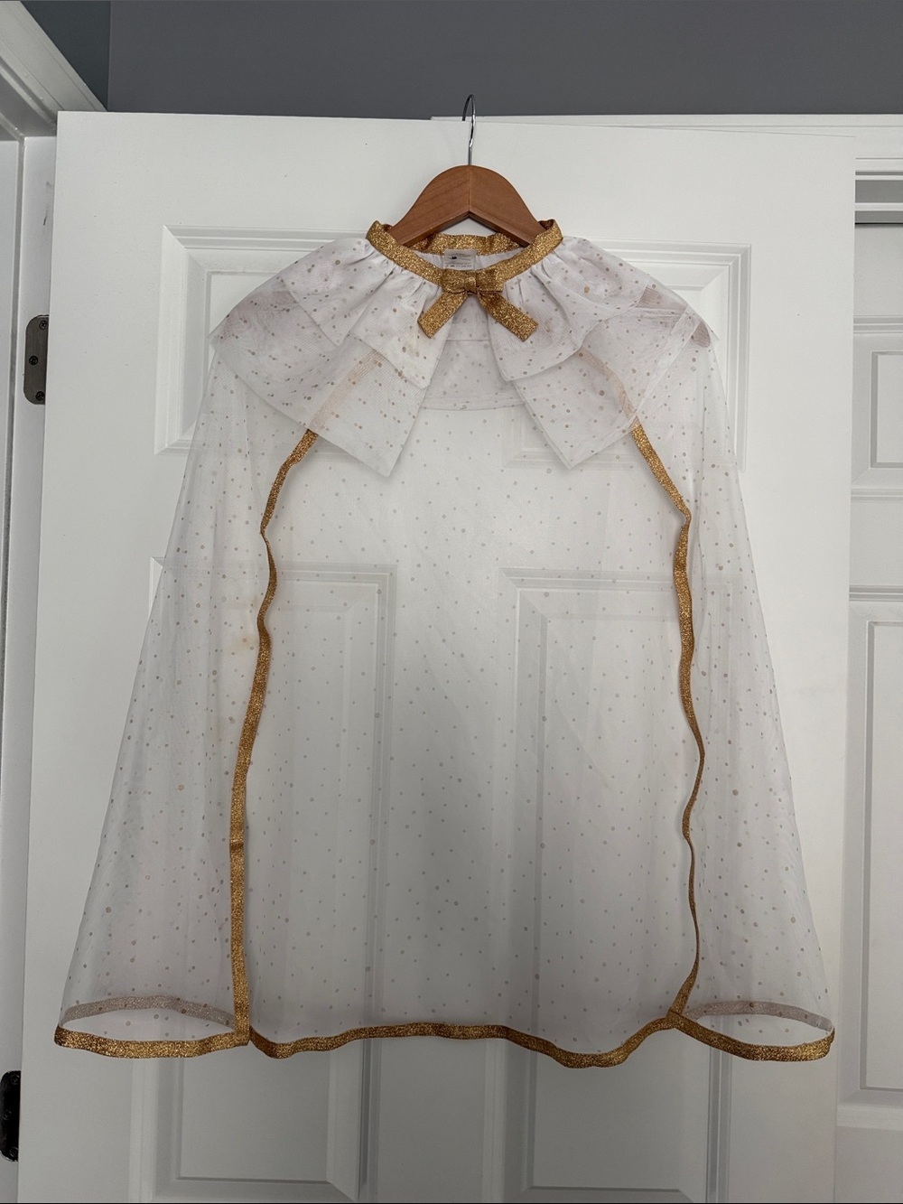 Hanna Andersson Sheer White Cape with Gold Trim One Size Dress Up Kids Costume